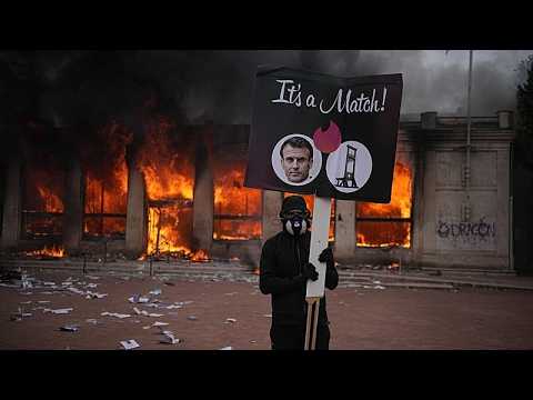 Drone footage reveals scale of damage to Limoges town hall after protests