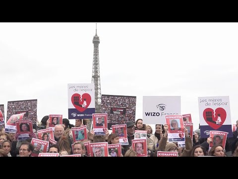 Protesters gather near Eiffel Tower to call for release of every hostage held by Gaza militants