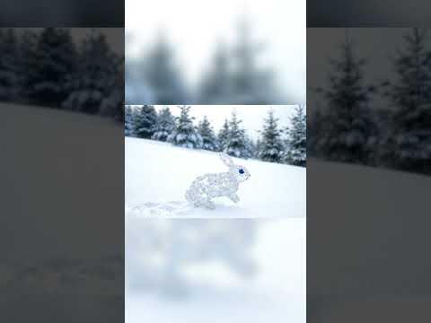 Magical Rabbit Made of SHINING CRYSTALS Hopping in Snow! #shorts #shortvideo #youtubeshorts #youtube