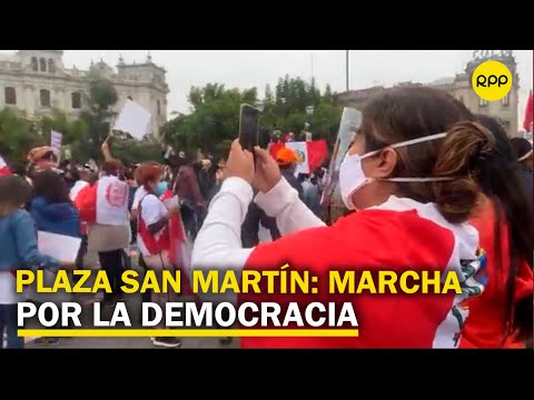 Marcha por la democracia: así se realiza el evento en la Plaza San Martín