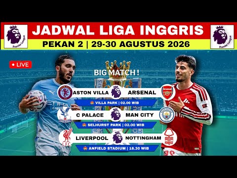 Jadwal Liga Inggris Malam Ini Pekan 2 | <strong>Man</strong> City vs Palace | Top Skor &amp; Klasemen Liga Inggris <strong>2026</strong>