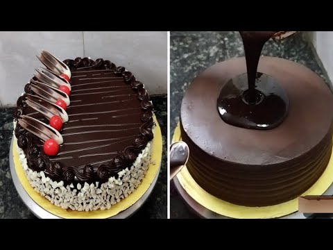 Choco Truffle and Choco Chips Cake Design|Chocolate Truffle Cake Recipe|Dark Chocolate Cake