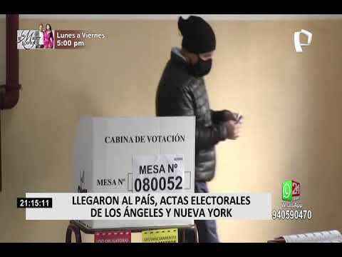 Elecciones 2021: actas electorales de Los Ángeles y Nueva York llegaron al Perú