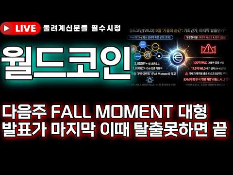 [월드코인 전망]🚨다음주 <strong>Fall</strong> Moment 초대형 발표가 진짜 마지막 여기서 탈출못하면 진짜 끝이라고