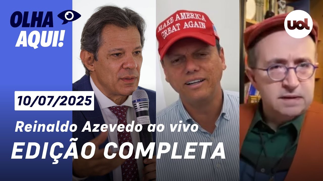 Reinaldo Azevedo ao vivo Haddad x Trump no tarifaço de Trump carta a Lula citação a Bolsonaro e+