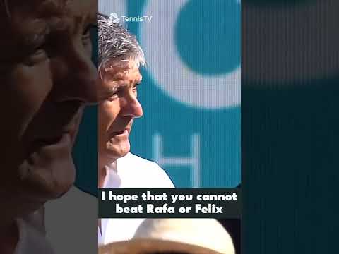 "I hope you cannot beat Rafa or Felix [at Wimbledon]" 😂 Toni Nadal to Tsitsipas in Mallorca!