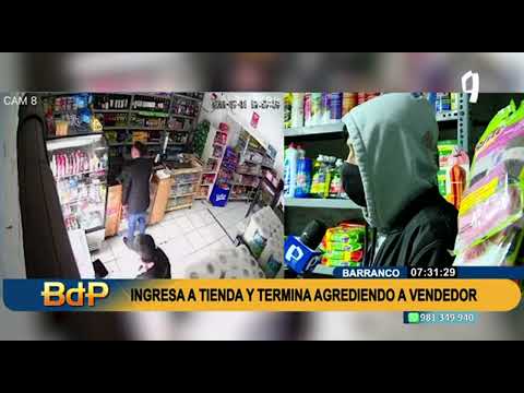 Barranco: sujeto  ingresa a tienda y agrede violentamente a vendedor