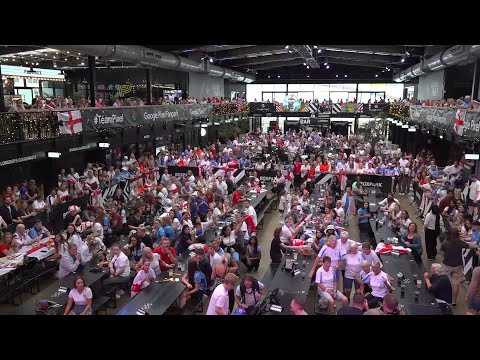 Fans gather in Box Park Wembley for England-Spain World Cup final