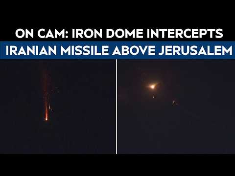 Moment When Iron Dome Intercepts Iranian Missiles Above Tel Aviv and Jerusalem