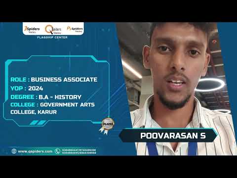 Congratulations, Poovarasan S, for getting placed as a Business Associate