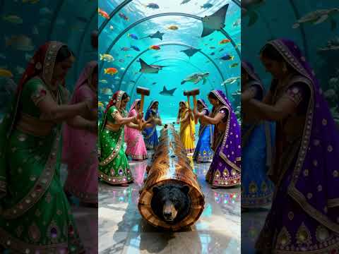 🐻 RESCUE Bear from Giant Log 🌲🔥😂 #wildlife #funny #shortsvideo