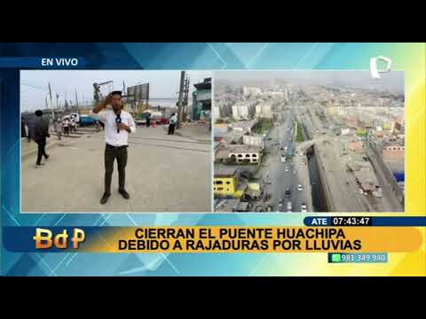 Tras intensas lluvias: Puente Huachipa presenta rajaduras e impide el tránsito vehicular (1/2)