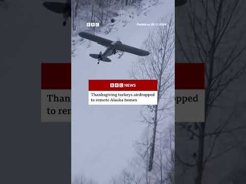 Frozen turkeys airdropped to Alaskan residents in remote areas. #Thanksgiving #Turkey #BBCNews
