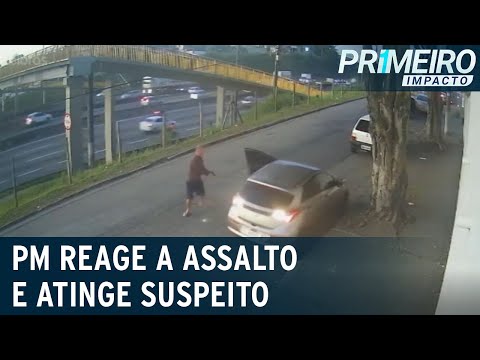 PM de folga reage a assalto e mata criminoso em SP | Primeiro Impacto (09/06/23)