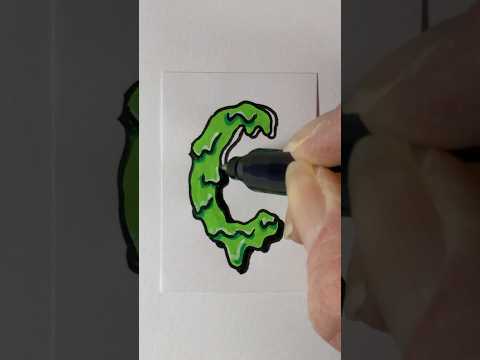 🐸 DRAWING A SLIME LETTER C FOR HALLOWEEN Part 6 Drop Shadow | Doodle Art | zooshii