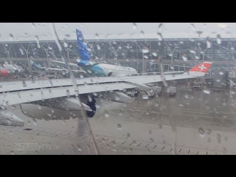 Pilotseye.tv - Swiss Airbus A340 - Rainy Departure from Shanghai [English Subtitles]