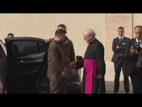 Ukraine President Zelenskyy arrives at Vatican for meeting with Pope Francis