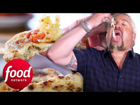 Guy Fieri Tries Salvadoran Chicharrón Pupusas And Chickpea Fries | Diners, Drive-Ins & Dives