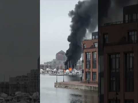 Multiple boats on fire at marina