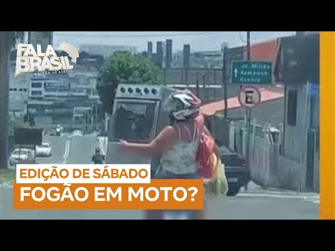 Casal é flagrado transportando fogão em moto em Hortolândia (SP)