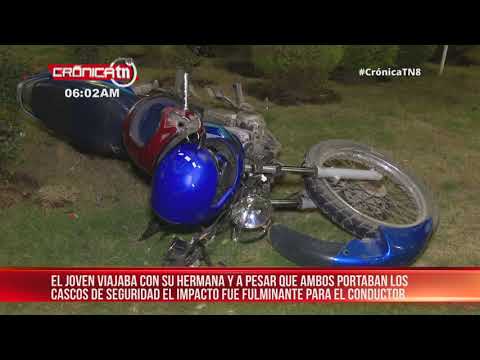 Nicaragua: Motociclista de 17 años muere al impactar contra base de concreto