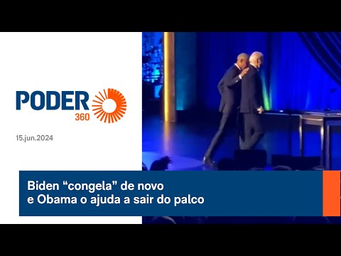 Biden “congela” de novo e Obama o ajuda a sair do palco