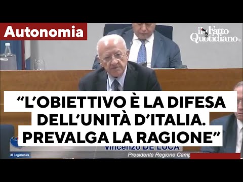 De Luca vs Autonomia: "L'obiettivo è la difesa dell'Unità d'Italia. Facciamo prevalere la ragione"