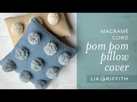 Handmade Macramé Cord Pom Pom Pillow