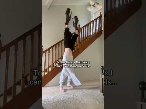 RATE MY HANDSTAND IN PLATFORM HEELS?? THATS talent 🤪 #heels # #funny #comedy #highheels