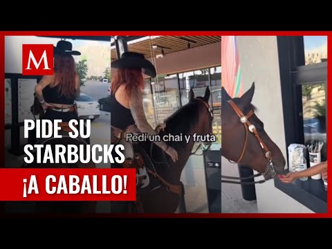 Mujer pide su Starbucks montada a caballo y se vuelve viral