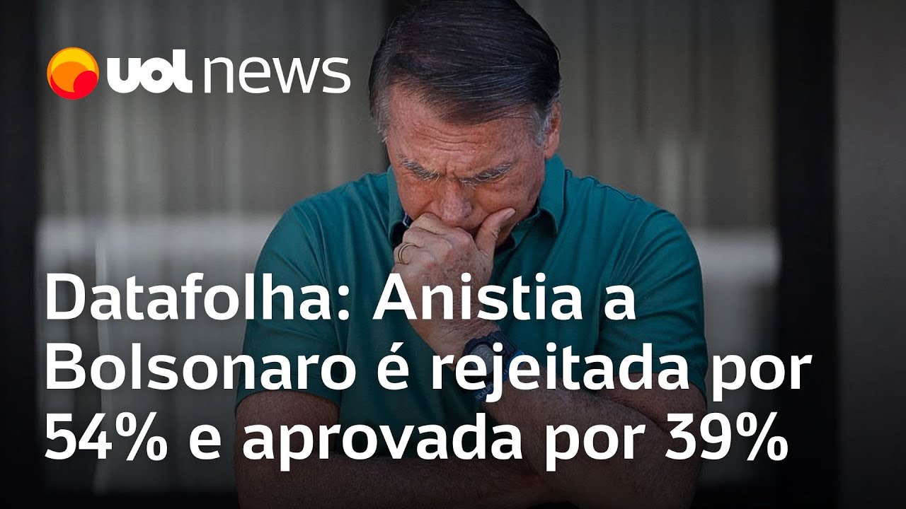 Anistia a Bolsonaro é rejeitada por 54% e aprovada por 39%, diz Datafolha