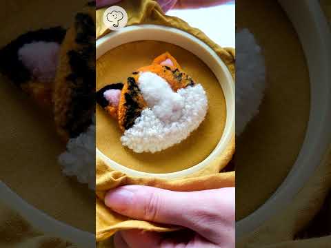 【パンチニードル】ぷっくりふわふわで、もこもこな三毛猫を作ろう🐟 #パンチニードル#フリーステッチングニードル#handmade#satisfying