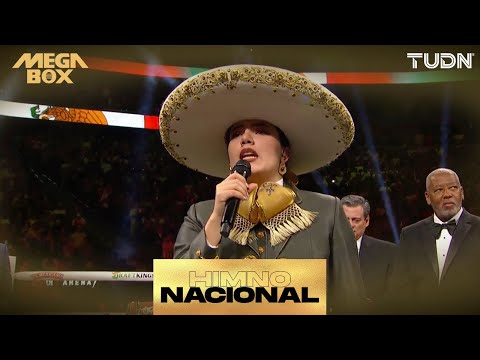 Camila Fernández entona el HIMNO MEXICANO | Canelo vs Berlanga | MEGA BOX TUDN