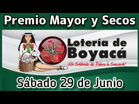 Resultado PREMIO MAYOR Y SECOS Loteria de BOYACA sabado 29 de Junio de 2024