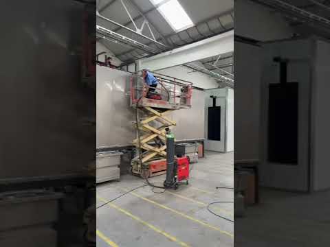 Installation of the powder coating line in Belgium, sixth day of installation work.
