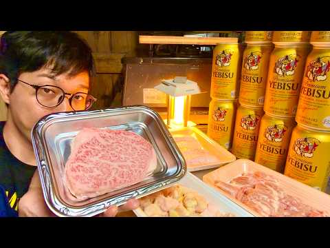 家大人BBQで大量エビスを高級黒毛和牛と焼き鳥で呑む！