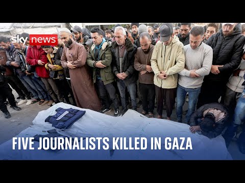 Funeral for five journalists killed in Israeli airstrike in Gaza