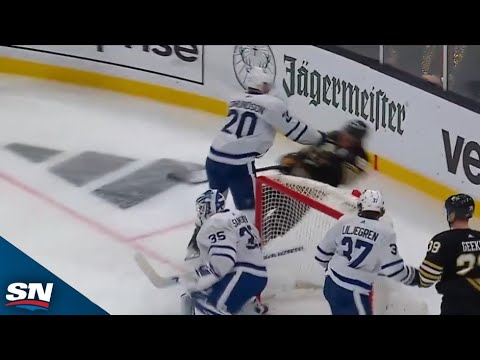 Maple Leafs Joel Edmundson Lays Massive Hit On David Pastrnak To Start Game 7