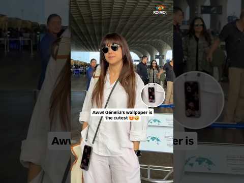 Genrlia looks adorable in this look as she jets off from Mumbai but hey! So does her wallpaper 🥹🤌😍