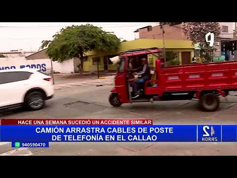 CALLAO: CAMIÓN DE CARGA ARRASTRA CABLES DE TELEFONÍA