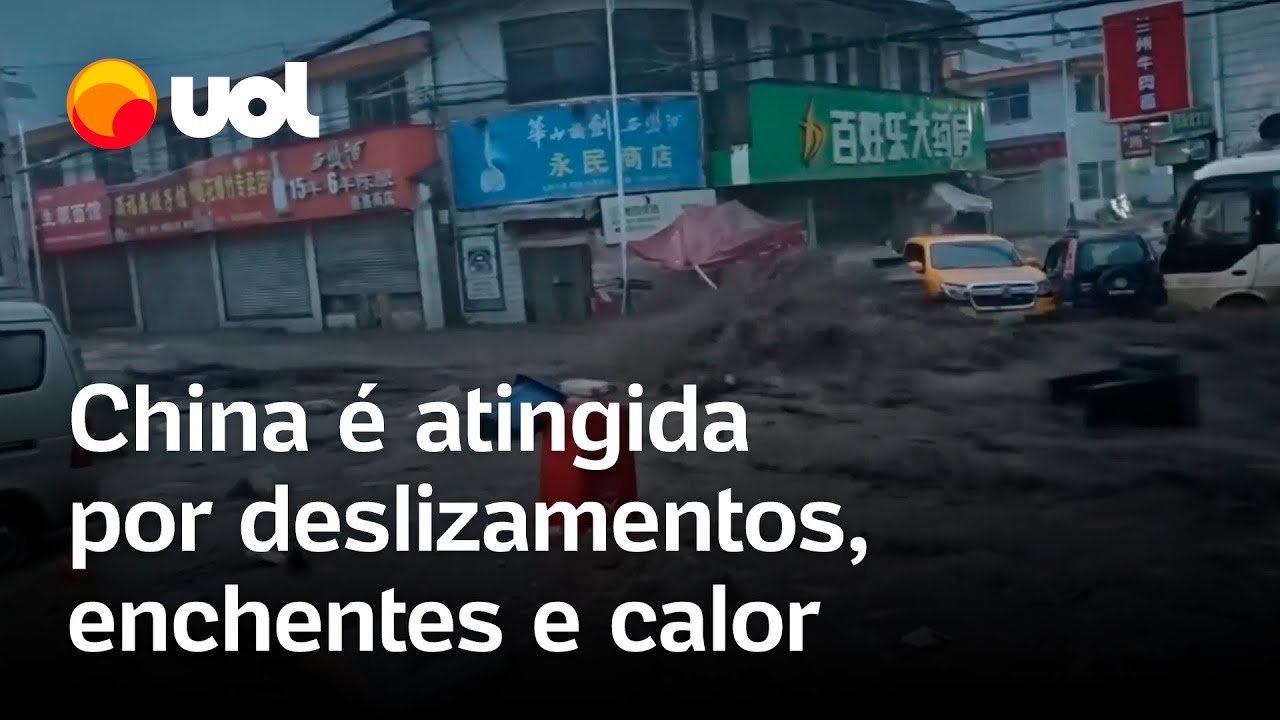 Chuvas na China deixam casas e carros submersos e causam deslizamentos de terra; veja vídeos