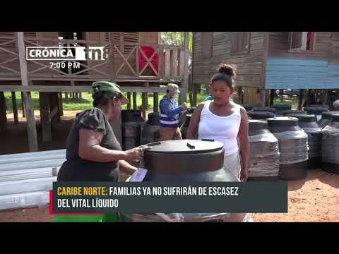 Entrega de tanques para agua a las familias indígenas de Wawa Boom - Nicaragua