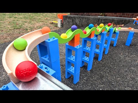 Marble run outside ☆ TrixTrack wave slope & super big croon speed course