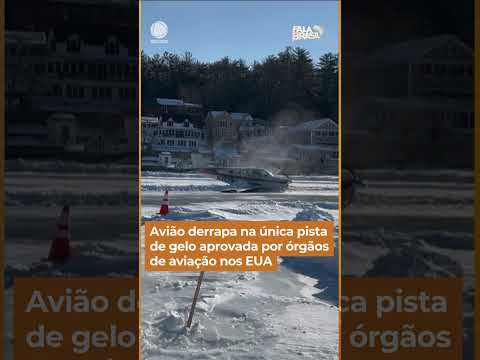 Avião derrapa na única pista de gelo aprovada por órgãos de aviação nos EUA #Shorts #FalaBrasil