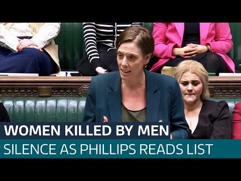Jess Phillips reads names of UK women killed by men last year, including the Hunt family | ITV News