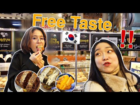 Trying all the Free Taste in Korean Street (Danyang)
