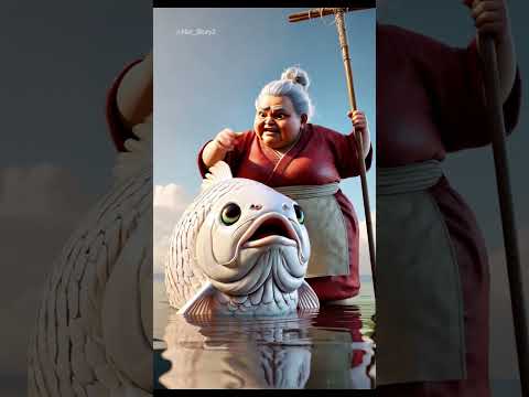 The white fish didn’t give the juice, so grandma hit it and chased it away! #shortsvideo #aivideo