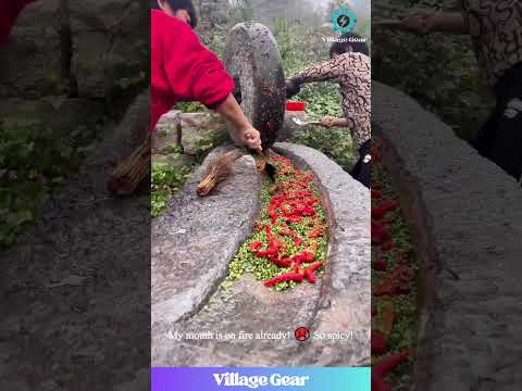 That's Not a Blender, It's a GIANT Stone Spice Grinder!😂🌶️ This is PEAK Traditional Cooking! #chili