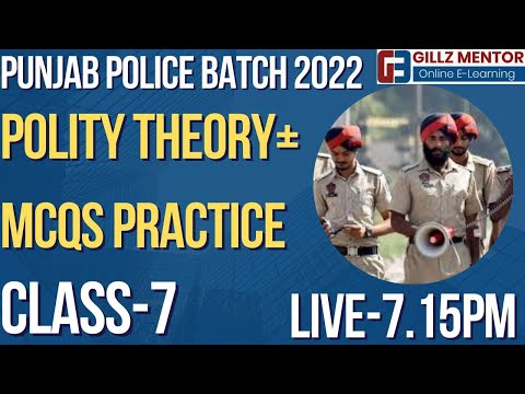 LIVE 8 PM   || DEMO CLASS POLITY THEORY + MCQS | PUNJAB POLICE  NEW BATCH 2022 | CLASS-7