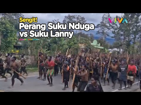 2 Suku Papua Perang, Busur Panah dan Sajam Penuhi Jalanan